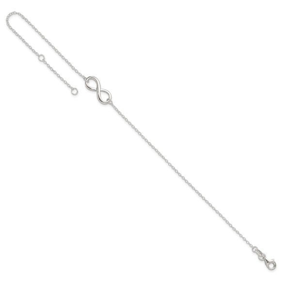 925 Sterling Silver 9" + 1in. Ext. Infinity Symbol Charm Symbol Jewelry Anklet - Picture 7 of 7